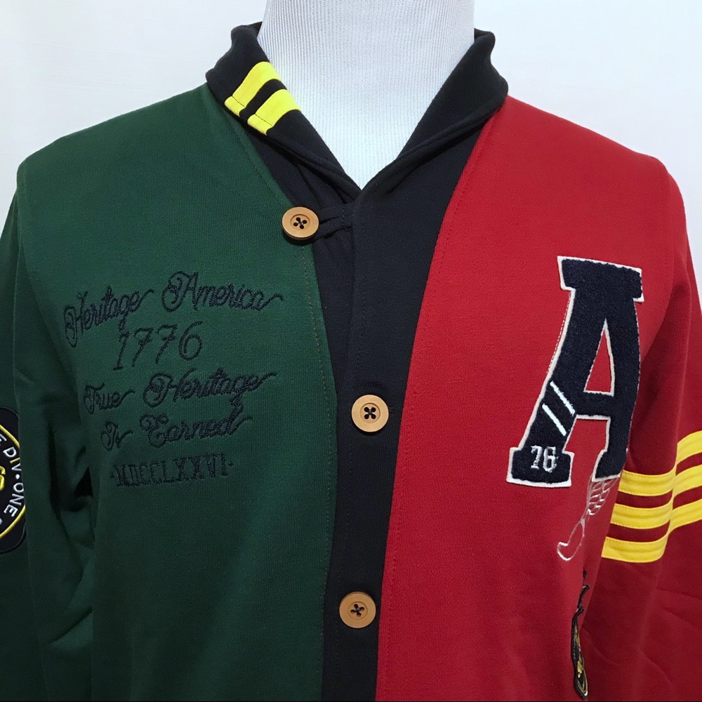 Heritage by America NWT Varsity Cardigan Jacket L - Picture 2 of 12